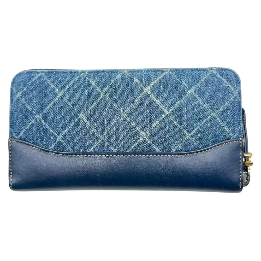 Chanel Blue Denim Matelasse Print Zip-Around Long Wallet - Picture 2 of 7